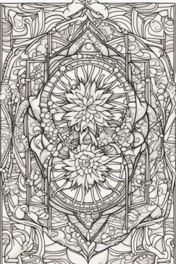 kids coloring page, mandala fully on page symmetrical, cartoon style, thick lines, low detail, no shading