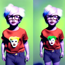 Andy warhol toddler, full body, bokeh, dramatic lighting, hyper realistic