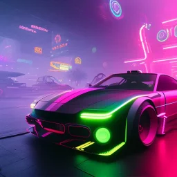 cyberpunk hyper car,cyberpunk 2077,center composition, ultra realistic,shiny, smooth, studio quality, octane render, Surrealism, Triadic colour scheme,glow-stick, ambient lighting,nightclub lighting, polaroid, 100mm, --ar 1:1 --v4