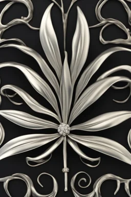 Black tie with silver brooch in the shape of an tiger lily flower