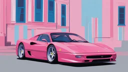 ferrari, pink and blue background