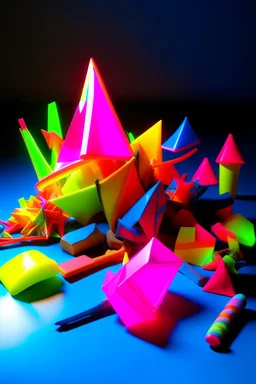 y2k, neon, fluo, origami, plastic