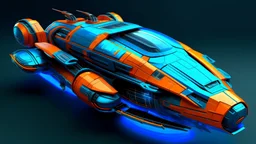 abbandon futuristic space ship, blue and orange collors