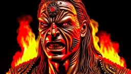 4K, ultra detail, ombres et reflets maximum, full realism portrait terminator iron maiden logo full face flames4K, ultra detail, full realism portrait terminator hard rock logo full face city firestarter in the background