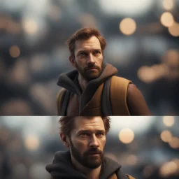 man seen from four angles ,bokeh like f/0.8, tilt-shift lens 8k, high detail, smooth render, down-light, unreal engine