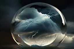 Glass ball full of thunder storms