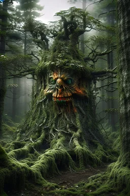 A Forest Spirit is a scary house on a top of a tree without leaves dwells in deep forests. its skin is covered in moss and lichen, allowing it to blend seamlessly into its surroundings. Forest Spirits feed on the energy of trees and can create thick fog to confuse their victims.