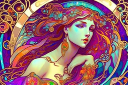 a beautiful mermaid with jewels elegant extremely detailed very attractive beautiful dynamic lighting colourful Alphonse Mucha