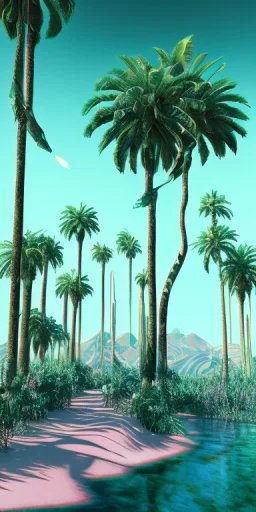 1980's aesthetic vaporwave palm trees with shperes