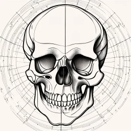 ANATOMICALLY CORRECT SKULL OF A SMILEY FACE hand drawn by davinci with fine line