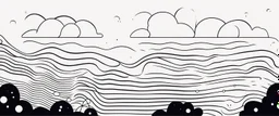 a series spaced curved and looping horizontal lines with paths inspired by clouds bubbles and flowers, cloud topography, whimsical cute, kawaii, black lines on white, vector lines