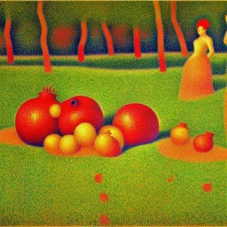 pomegranites in style of art seurat