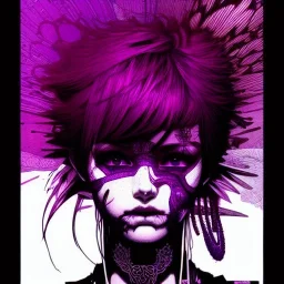 beautiful punk girl, hyper detailed, intricately detailed, illustration by <kilian eng> <Yoji Shinkawa>, purple tones,