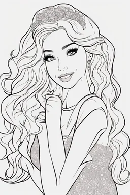 outline art for kids barbie coloring pages with barbie with her friends , no background, sketch style, full body, only use outline, mandala style, clean line art, white background, no shadows and clear and well outlined. should look exactly like barbie