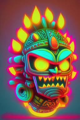 Cartoon egg pfp character aztec demon neon