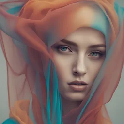 Beautiful in colorful surreal veil