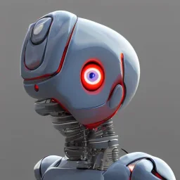 human,fantastic robot head, blue right eye, red left eye