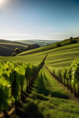 vineyard on the hill in the sunny day