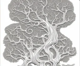 Vector tree illustration white background die cut