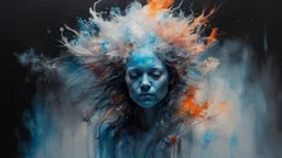 bioluminescent marble creature, covered with glowing crystals, fire and water particles in air, very dark room, minimalist, Wadim Kashin, Willem Haenraets, Carne Griffiths, alcohol ink, Paul Lovering, surreal, beautiful, intricately detailed, a masterpiece