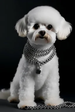 Bichon Frise Dog pixel with chain iced out