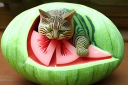 cat watermelon carving