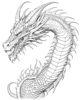 Drawing a dragon without colors and a white background