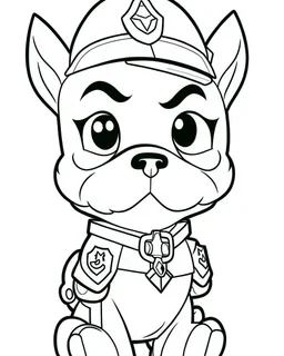 outline art for Paw Patrol coloring page, Japanese manga style, cartoon style, cute face, white background sketch style, full body is a must, only use outline, clean line art, no shadow, bold outline