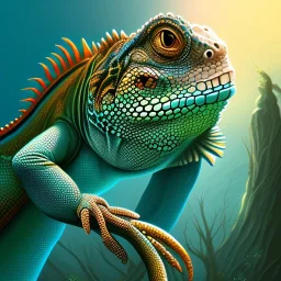 fantasy aquatic iguana, full body