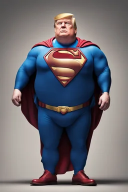 morbidly obese superman with donald trump's head and his fat rolls hanging out of his shirt