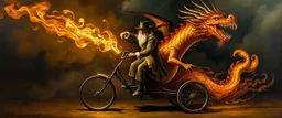 master oil painting by Rembrandt, magic trike man, the dragon potato
