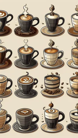 Pictures of coffee in different styles