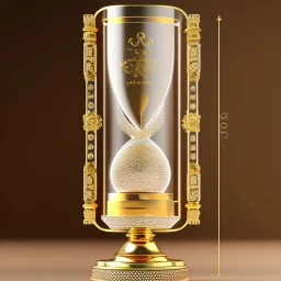 crystal ornate hourglass with a transparent body, gold sand, transparent, rococo, Artstation, intricate detailed 8 k, ornate and jewels,