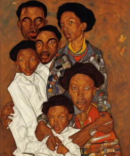 wealthy African American young family by Egon Schiele