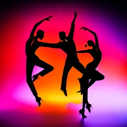 Jazz dancers, Silhouettes, gestures, vivid colors