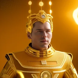 beautiful cosmic golden boy, nice smiling, delicate colors, beautiful glamour galactic golden dress, ultra sharp focus, 8k, unreal engine 5, extremely sharp detail, light effect, soft light atmosphere of a spaceship, smooth, full of details, face in front, complete vision of face and body