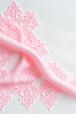 FLATLAY, tilable realistic fabric of pale pink french chantilly pizzo laces pattern on a white matt surface, flatlay, made for seamless material, very detailed, FLATLAY