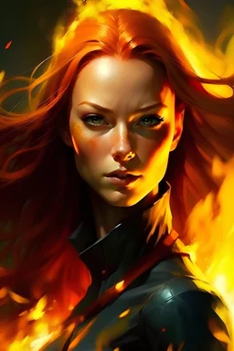 draw me a photo of a supervillain called jean grey who has the dark phoenix powers