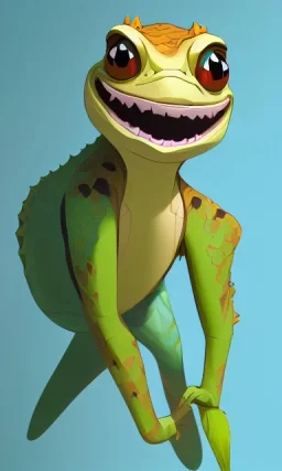 a happy gecko portrait minimalist