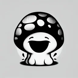 mushroom, black and white, cartoon, drawing, cute, creature, simple, mouth