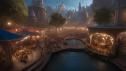 Wide-angle photorealistic fantasy city of unearthly delights in the multiverse