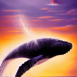 beautiful humpback whale jumping out of turbulent ocean water, stunning, magnificant, sunset sky, 8k resolution, high-quality, fine-detail, detailed matte, photography, illustration, digital art, brian froud, howard lyon, greg rutowski, Anne Dittman, Anne Stokes,