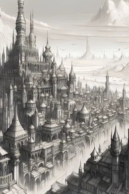 giant fantasy city drawing