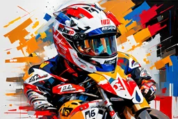 abstract oil brush datailed painting, helmet MotoGp collection in garage. by DEREK GORES black-red-gold. artistic style Willem Haenraets , datailed -high resolution, Afremov, colorful in Kal Gajoum style