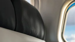 close up of wet sweat spot on airplane seat