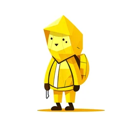 Make me the image of a little yellow character, make it really minimal and geometrical as possible, soft, with a white background, logo, reflecting the different aspects of the personality described below: ISFP (Adventurer) is a personality type with the Introverted, Observant, Feeling, and Prospecting traits. They tend to have open minds, approaching life, new experiences, and people with grounded warmth. Their ability to stay in the moment helps them uncover exciting potentials.