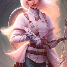 D&D character, female, cleric, platinum blonde hair, gold eyes, smile, teal armor