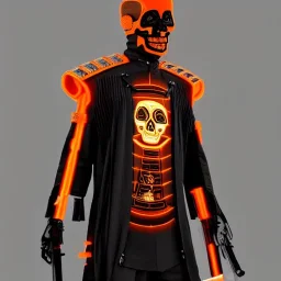 futuristic cyberpunk wired skull orange smoke samurai