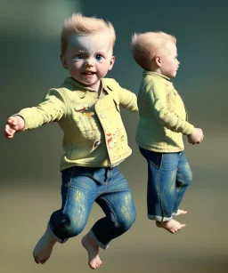 Van Gogh toddler, full body, jump, dramatic lighting, hyper realistic