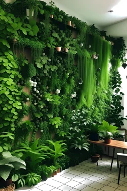 wall of living plants at home